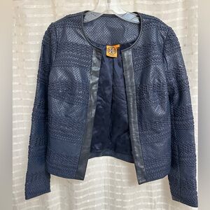 Tory Burch Blue Leather Jacket